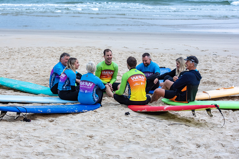 Veterans taking surfing lesson