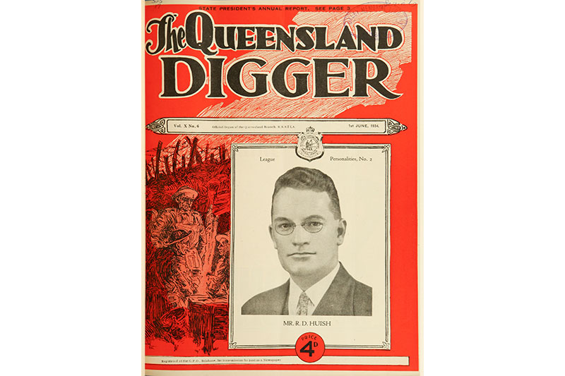 Raymond Huish succeeded Hubert Fraser East as President. He reformatted The Queensland Digger to broaden its appeal. The Queensland Digger, 1 June 1934.