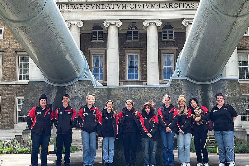 Michelle and her fellow 2024 Premier's Anzac Prize recipients in Europe