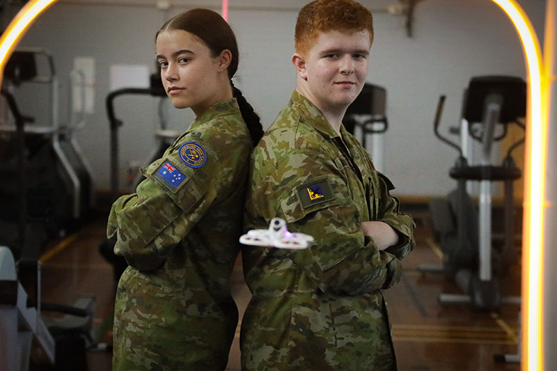 Australian Army Cadets pose with a mini-whoop drone | Image - CDTSGT Joshua Purcell