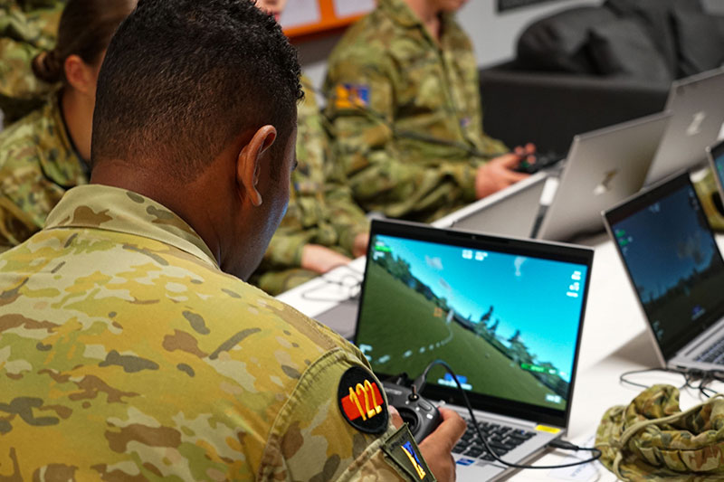 Cadets used virtual simulators to learn the foundations of flying a drone | Image - CDTCPL  Adeline Puteli