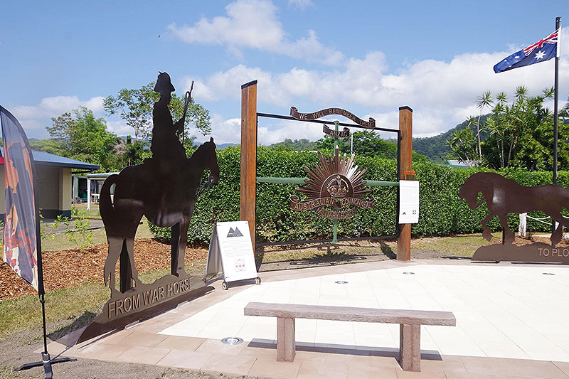 The memorial pays tribute to El Arish's historic ties to the Australian Light Horse