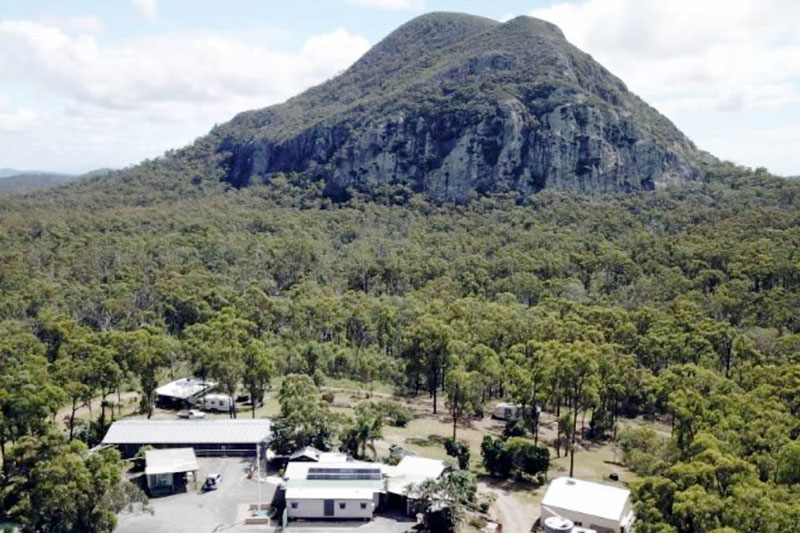 Aerial shot of Central Queensland’s Cockscomb Veterans Bush Retreat