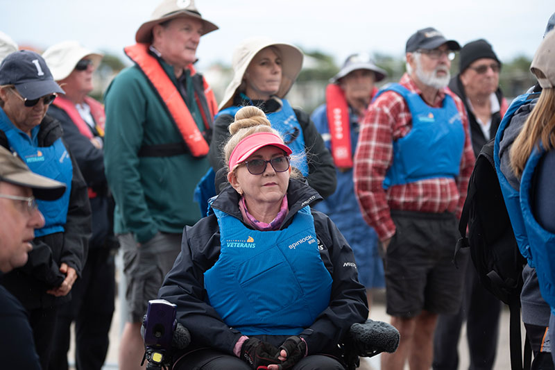 Veteran Sharon Dalton dressed in life jacket